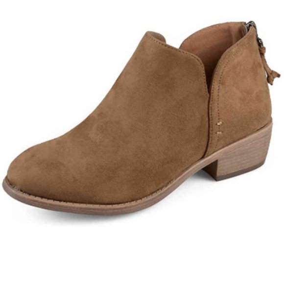 Shoes Ydn Mid Heels Ankle Bootie Almond Toe Block Low Heel Pumps